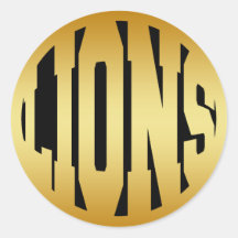 LIONS - GOLD TEXT ROUND STICKER