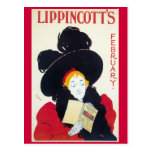 Lippincott's February Art Nouveau Advertisement Postcards