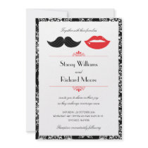 Lips and Moustache Damask Wedding Invitation