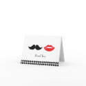 Lips & Moustache Houndstooth Wedding Thank You Car cards