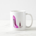 Lipstick and Pink Stiletto Shoe Art Coffee Mugs
