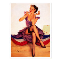 Lipstick Girl Pin Up Post Card