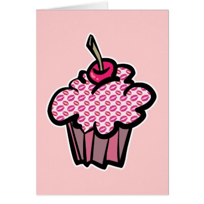 lipstick kisses cupcake cards by cupcakewear