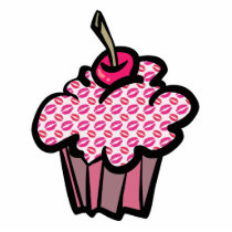 lipstick kisses cupcake photo cut outs