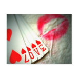 Lipstick Kisses, Love in Hearts Playing Cards postcards
