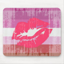 LIPSTICK LESBIAN PRIDE DISTRESSED DESIGN MOUSE PAD