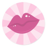 Lipstick lips on pink sunburst background stickers
