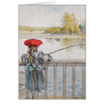Lisbeth a Little Girl Fishing by Carl Larsson Greeting Card
