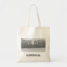 Lisbon trams with writing bags