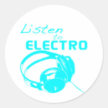 Listen to Electro Round Stickers