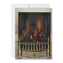 Lit coal in brass basket personalised invitations