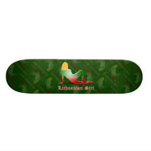 Lithuanian Girl Silhouette Flag Custom Skateboard