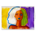 little abstract  woman in colours cards