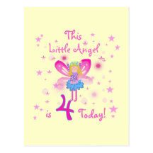 Little Angel 4th Birthday T-shirts and Gifts Post Cards