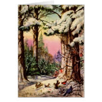 Little Animals in the Snow Card