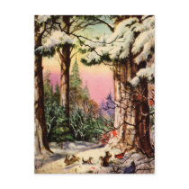 Little Animals in the Snow Postcard