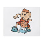 little basketball kid boy dribbling ball flyer design