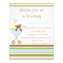 Little Bear Blue Baby Shower Invitation