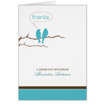 Little Birdies Custom Thank You Card (aqua)