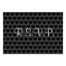 Little Black and Grey Hearts RSVP Card