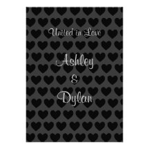 Little Black and Grey Hearts Wedding Invite