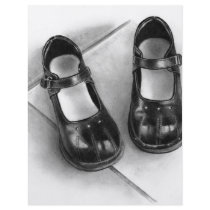 LITTLE BLACK SHOES: PENCIL ART: REALISM FULL COLOR FLYER