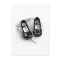 LITTLE BLACK SHOES: PENCIL ART: REALISM POSTCARDS