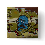 Little blue ghost graffiti buttons