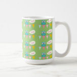 Little Blue Owls on Green mugs