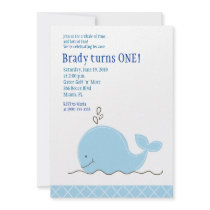 Little Blue Whale 5x7 Birthday Invitation