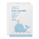 Little Blue Whale 5x7 Birthday Invitation