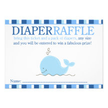 Little Blue Whale Baby Shower Diaper Raffle Card Personalized Announcements