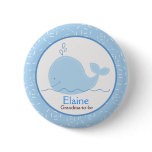 Little Blue Whale NAME TAG Custom Button