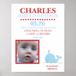 LITTLE BLUE WHALE PHOTO Birth Wall Art Print
