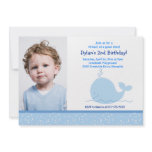Little Blue Whale *PHOTO* Birthday 5x7 Custom Announcements