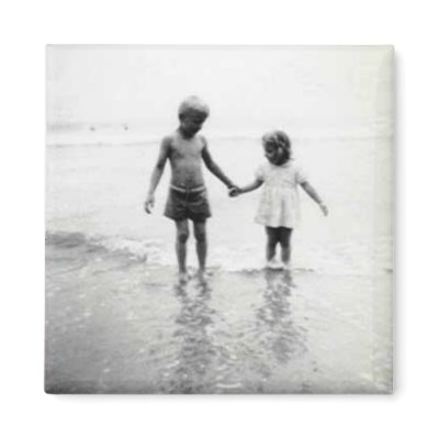 Little boy and girl holding hands magnet by amazingvintage