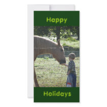 Little Boy Feeding Horse Customised Photo Card