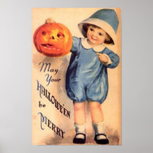 Little Boy Holding Pumpkin - May Your Halloween Be Print