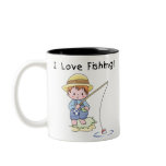 Little Boy I Love Fishing mugs