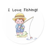 Little Boy I Love Fishing Sticker