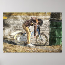 Little Boy on Bicycle Childhood Watercolour Art Posters