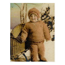 Little Boy Snow Bunny, circa 1930 Post Card