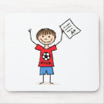 Little boy with A plus grade mousepads