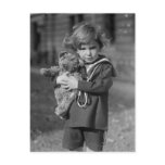 Little Boy with Teddy Bear: 1923 Postcard