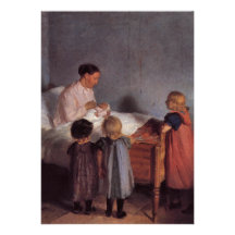 Little brother beautiful art painting mother child personalized invite