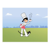 Little Chef Illustration on Postcard