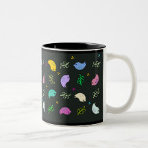 Little Colourful Birds Pattern on Black Coffee Mug