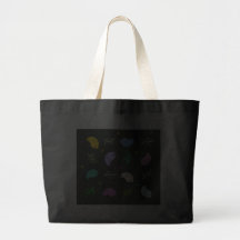 Little Colourful Birds Pattern on Black Tote Bag