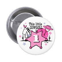 Little Cowgirl 1st Birthday Button