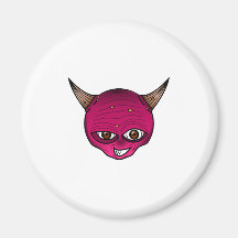 Little Devil Cartoon Head Face Horns Graphic Ympe Magnet